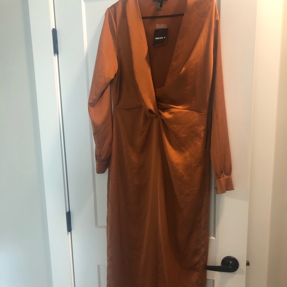 New forever 21 slit burnt orange dress